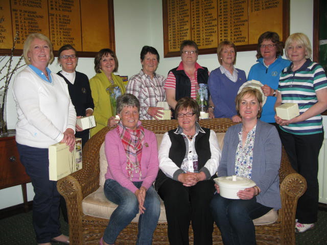 Front Row (L-R): H Johnston (Lady Captain), A Mone (Sponsor) and J Kelly (winner) / Back Row (L-R): U Cullinane, B Rice, M Marjoram, G McGowan, D Harris, M Knott, P McCrory and C McAleavey Front Row (L-R): H Johnston (Lady Captain), A Mone (Sponsor) and J Kelly (winner) / Back Row (L-R): U Cullinane, B Rice, M Marjoram, G McGowan, D Harris, M Knott, P McCrory and C McAleavey